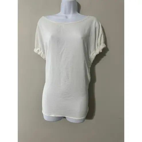 PATRIZIA LUCA MILANO White Tie Back Short Sleeve Tunic Top Women's Size L Size L