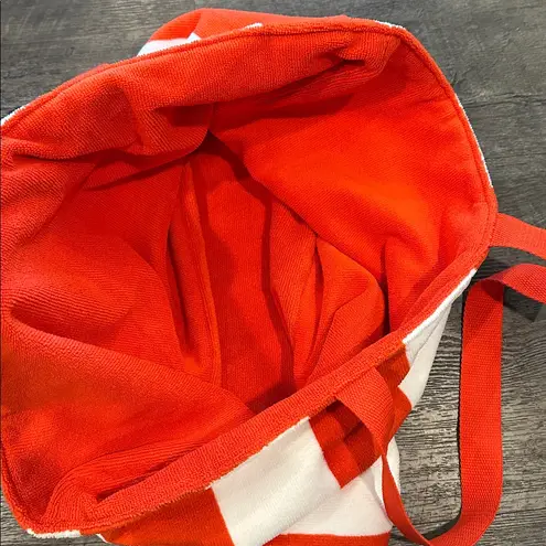 Lancôme Red & White Striped Beach Terry Cloth Tote Bag