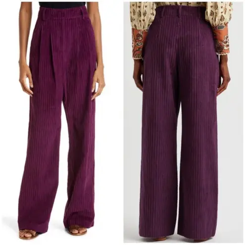 Farm Rio Purple Plum Corduroy Flare Pants Size Extra Small NWT