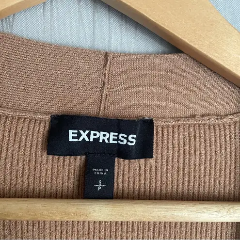 EXPRESS  Cardigan Sweater Womens size Small Tan Open Front Long Tan Pockets