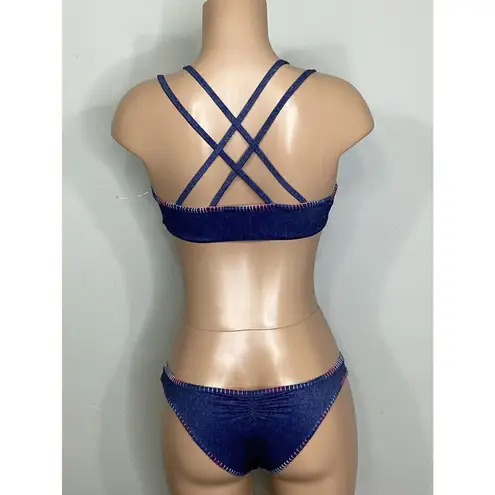 PilyQ New. Cayman stitched reversible bikini set. S-top/M-bottom