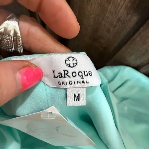 Fitted Blue Blouse with Short Sleeves Size M