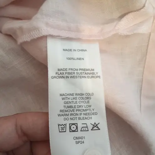 Quince European Linen Short Sleeve Shirt Pale Pink Vacation Resort Size Medium