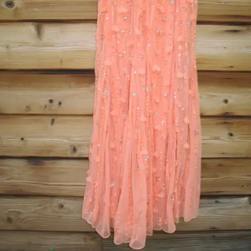 Mac Duggal 93653 Orange Embellished Illusion Cape Sleeve Trumpet Gown Dress