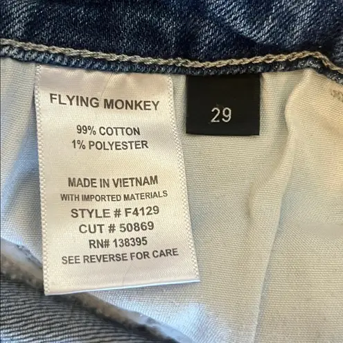 Vervet Flying Monkey Stretchy Straight Distressed Jeans with Raw Frayed Hem Size 29 - Image 4