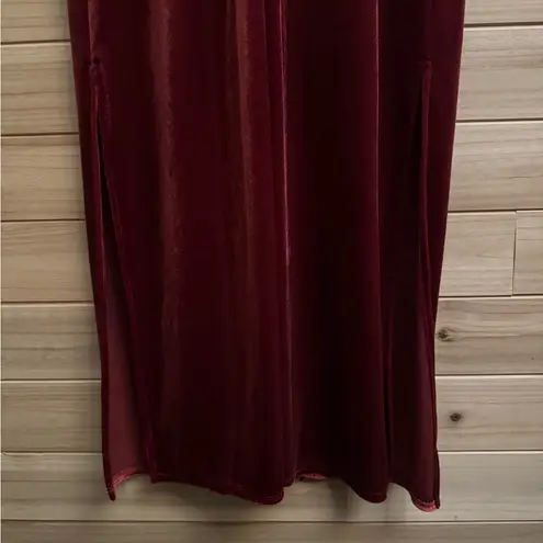 NWT Taylor Size 2/XS Strappy Red Orange Cowlneck Velvet Midi Dress