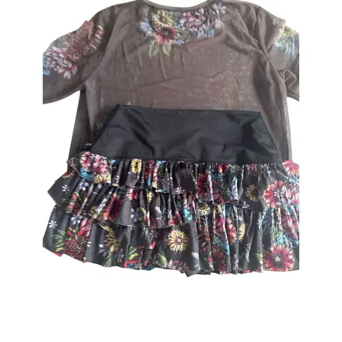 lucky in love X Bethanie Mattek Sands Worn Floral Mesh Top and Skort Set Size M