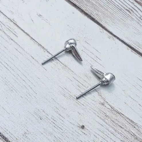 Silver Tone & Clear Gem Stud Earrings For Pierced Ears