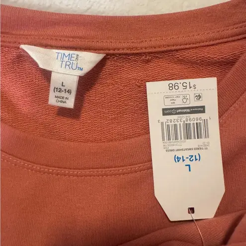 Time and Tru Pink Long Sleeve Crew Neck Casual Sweater Dress Size L