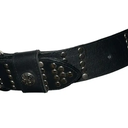 Cute black belt with silver studded detailing, cute silver metal flowers too