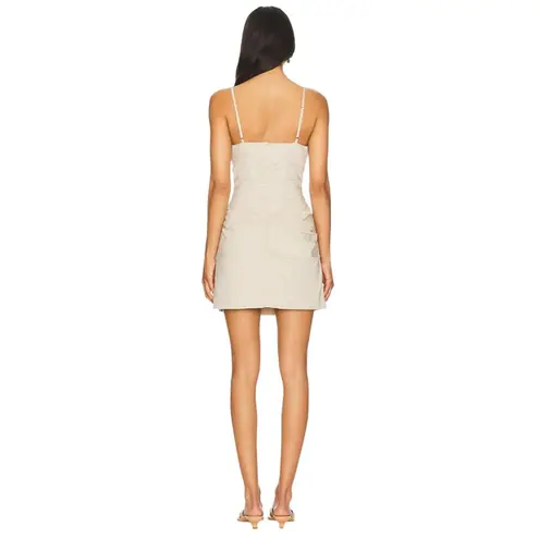 SOVERE Tova Mini Dress in Cafe Latte Small New Womens Linen Mini Tan