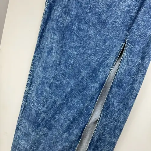 Judy Blue Denim Midi Maxi Skirt Sz 1XL Acid Wash Stretch High Slit A Line