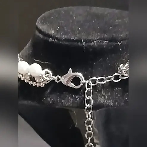 Vera Wang  faux peal rhinestone multi strand necklace