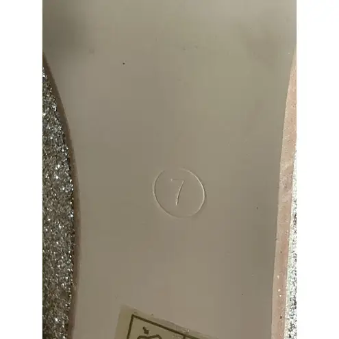 Allegra K Womans Size 7 Gold Sparkly Pointed Toe Heel Pumps Slip On