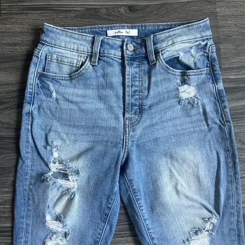 Willow + Root  Buckle High‎ Rise Distressed Mom Jeans Blue Denim Size 27