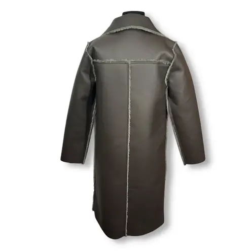 Maeve EUC Anthropologie Kerry Faux Leather Shearling Lined Coat Brown Womens XS