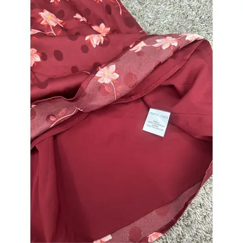 Draper James Kellie Babydoll Mini Dress in Magnolia Dot Red Floral Tie Front 1X