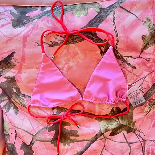 east x east reversible pink and red triangle bikini top