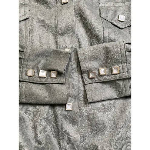 Outback Microsuede Paisley Tooled Square Pearl Snap Western Shirt Size Large Y2K Green