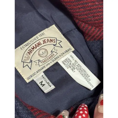 Armani Jeans Women's Wool Plaid Padded Motorcycle Cropped Jacket Luxury NWT Size M