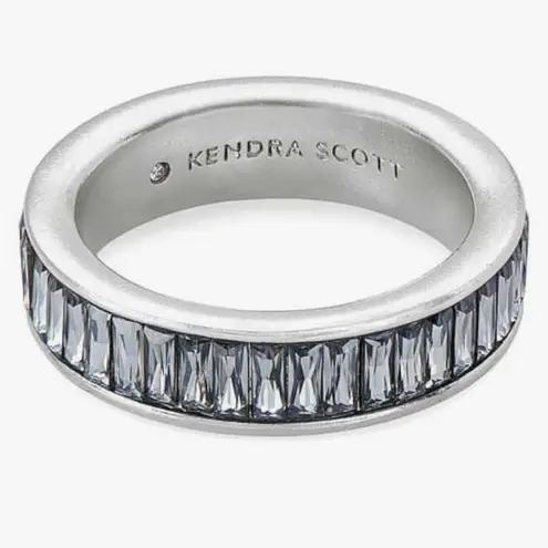 Kendra Scott  Jack Band Ring Silver Gray Nano Crystal Size 7