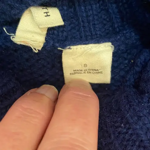 Moth Monochrome Navy Blue Wool Blend Long Sleeve Turtleneck Sweater, size small