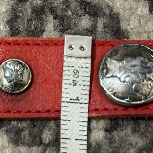 Avion International Vintage Size M L Red Leather Silver Coin Concho Western Belt