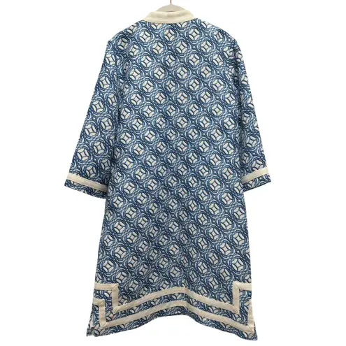 Preston & York NEW Printed Linen Loretta 3/4 sleeve Dress Blue White Size 8