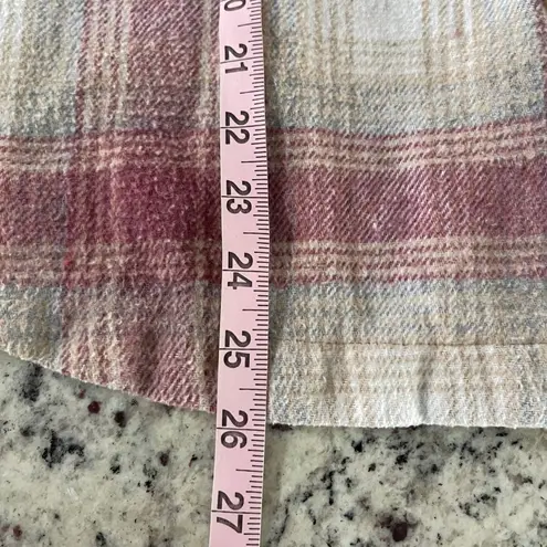 Emma's Expressions Plaid Button Up Shirt Jacket Flannel Womens Small Pink Beige