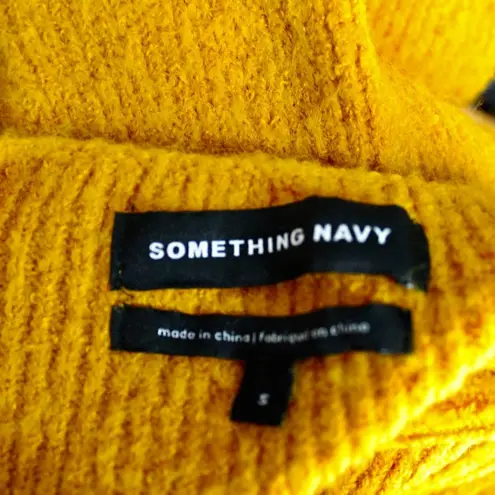 Something Navy Orange Fuzzy Ribbed Knit V Neck Oversized Sweater Size Small