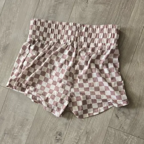 Checkered Mini Skirt Shorts Pink White Gingham Plaid High Waist Y2K flowy Size M