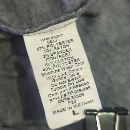 Parallel Skies Gray Flutter Short Sleeve Top Woman's Size Large Striped Keyhole