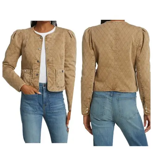 Veronica Beard NEW Camilla Quilted Jacket Puff Sleeves Tan Sierra Size XS