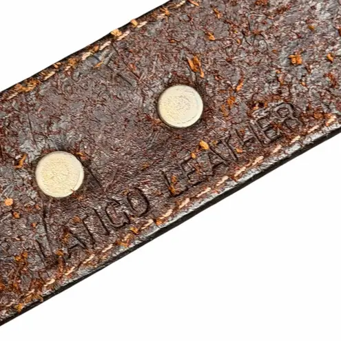 Latigo Vintage Leather Belt 34 Brown Antique Silver Concho Patina Braid Western