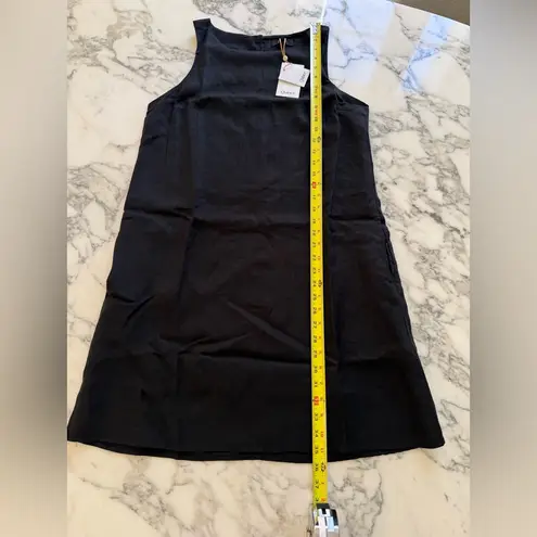 Quince NWT 100% European Linen Tank Mini Elegant Black Sleeveless Dress Sz S