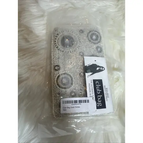 New: Bamboo Trading Co. Women's White Gold Beaded Crossbody Mini Bag/Wristlet