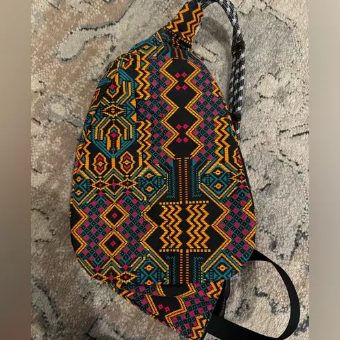 KAVU  Aztec Tribal Crossbody Sling Backpack medium size Orange/Pink/Teal