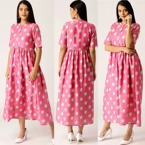 NWT! Cotton Candy Muslin Flare Dress Magic School Bus Dress Mrs. Frizzle Pink Size L