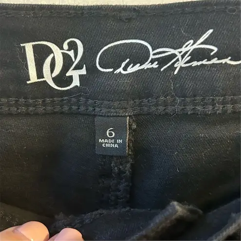 Diane Gilman DG2 by Women's Black Straight Jeans Size 6 Floral Embroidery