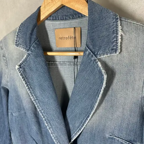 Retrofete Willa Dress Light Wash Denim Blue Size Medium Distressed