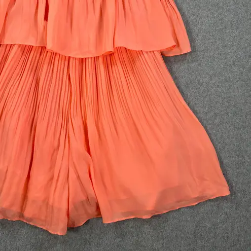 Pretty Garden Pleated Mini Romper Size Large Spaghetti Strap Coral Pink