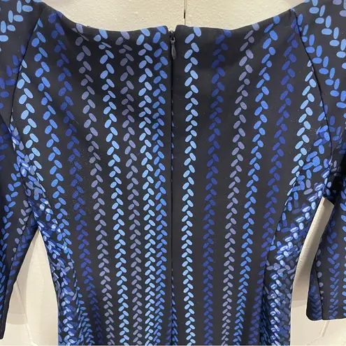 Donna Morgan Blue Patterned Knee Length Dress