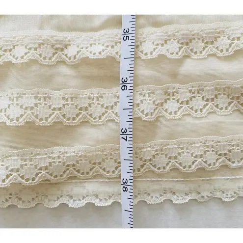 Vtg Made Nylon Full Slip Lingerie Dress Lace Ivory Nightie Sissy No Sz Tag