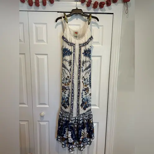Farm Rio Off-White Ana Tapestry Fish Strap Maxi Dress
