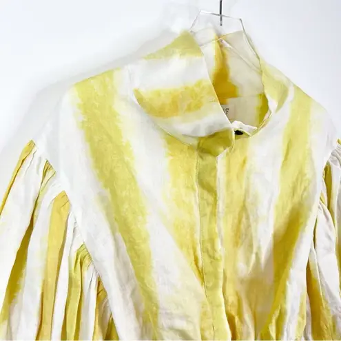 S/W/F Linen Puff Sleeve Crop Bomber Jacket S Yellow