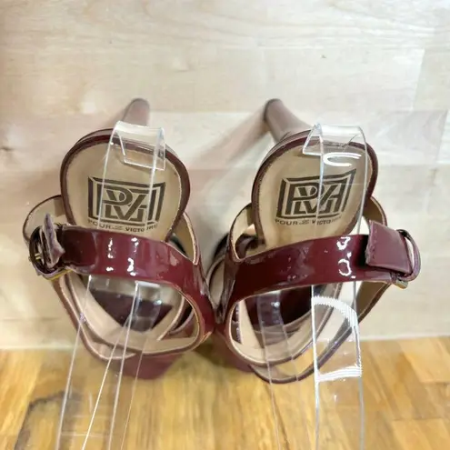 Pour La Victoire Pour le Victoire Burgundy Patent Leather Platform Strappy Heels 9