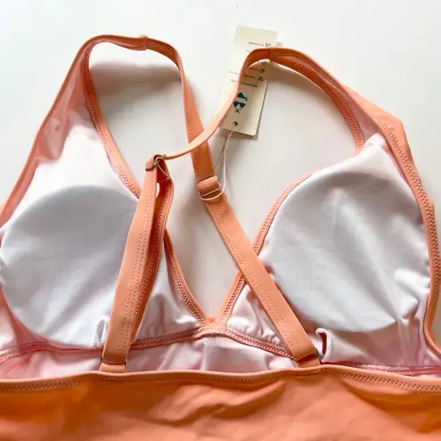 Beachsissi Tankini Swimsuit Floral High Waist Tummy Control Peach Pink M Summer