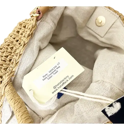 Hat Attack NWT Daily Woven Raffia Crossbody Bag Tan One Size Summer Casual