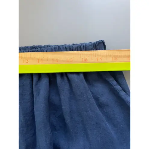 Bryn Walker Blue Linen Pullon Wide Leg Cropped Pants Pockets Size 3X