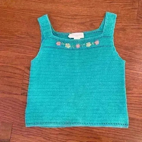 Susan Bristol Vintage Crochet Embroidered Sleeveless Tank Top Petite Small